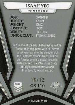 2023 NRL Traders Titanium - Gold Pearl Special #GS110 Isaah Yeo Back